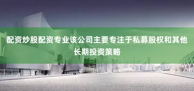 配资炒股配资专业该公司主要专注于私募股权和其他长期投资策略